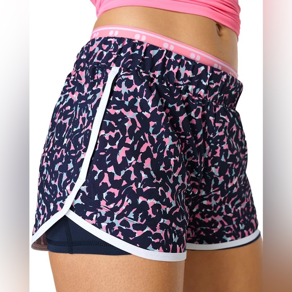 Sweaty Betty On Your Marks 4" Running Shorts size small blue pink white